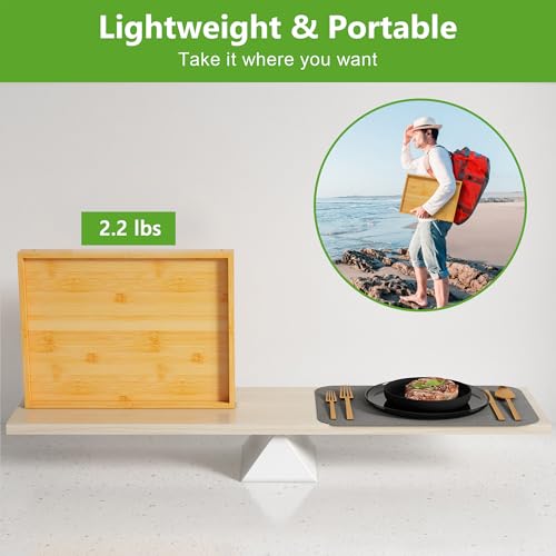 image for Youpehom Bed Tray Table with Folding Legs,Bamboo Breakfast in Bed for 