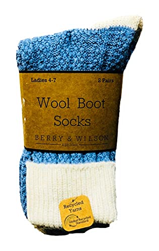Berry & Wilson LADIES WOOL BOOT/WALKING SOCKS UK 4-7 • EU 37-41 * 2 PAIRS*