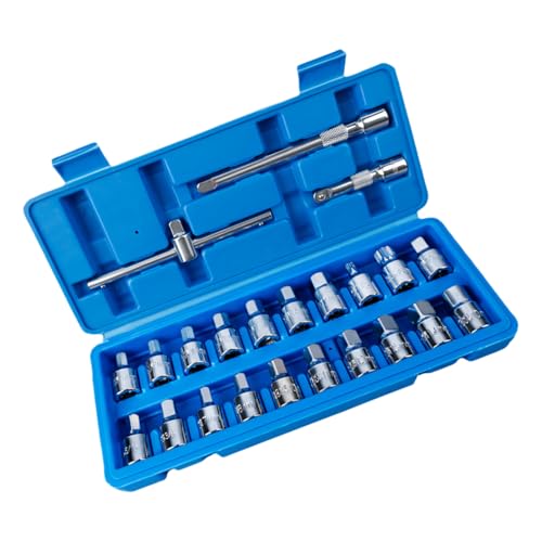 Image of Comprehensive 23Pc Heavy Duty Oil Drain Plug Socket Spanner Set with Storage Case for Car Truck Vehicle Servicing Oil Drain Plug Socket Set