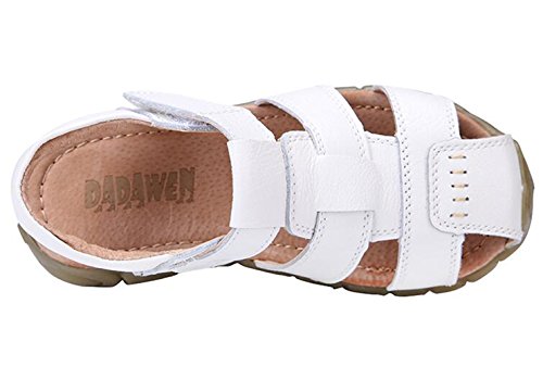 Dadawen Boy's Girl's Leather Closed Toe Outdoor Sport Sandals (Toddler/Little Kid/Big Kid) White Us Size 7 M Toddler #TOP3