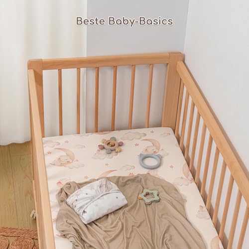 Yukkidds Spannbettlaken 70x140cm Baby 3er-Pack Bettlaken Für Babybett Atmungsaktiv Mikrofaser Elastizität Spannbettlaken Beistellbett Brauner Ballon