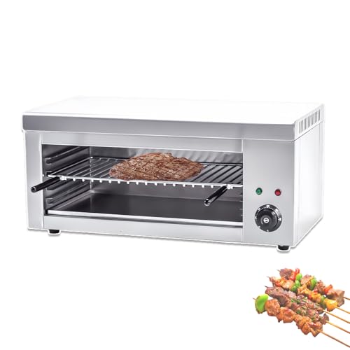 Glowdora Parrilla Eléctrica De Sobremesa para Fundido De Queso De 2000 W, 50-300 °C, Parrilla De Acero Inoxidable, Quemador De Barbacoa, Parrilla De Pared para Restaurantes Y Hoteles.