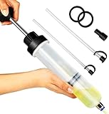 Zosgrew Car Power Steering Fluid Extractor, 200cc Oil Suction Pump, Manual Extraction Oil Syringe with 2 Hoses, Universal for Most Cars (White)