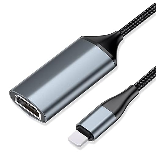 HDMI-adapter för iPhone, 1080P digital AV-adapter, synkroniseringsskärm för iPhone/iPad, HDMI-omvandlare för projektor/bildskärm/HDTV, inget behov av strömförsörjning