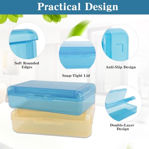 Image of Pencil Case Box, Navy Blue Double Layer Large Capacity Plastic Pencil Boxs, Hard Pen Case with Snap-tight Lid,Storage Art Craft Box Marker Organizer for Kids Boys Girls Offices Back to School Supplies