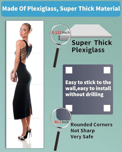 Image of Unbreakable Mirror Tiles, Self Adhesive, 16 x 12 Inch, Toddler Mirror for Classroom, Peel and Stick on Small Mirrors for Wall Decor, Shatterproof