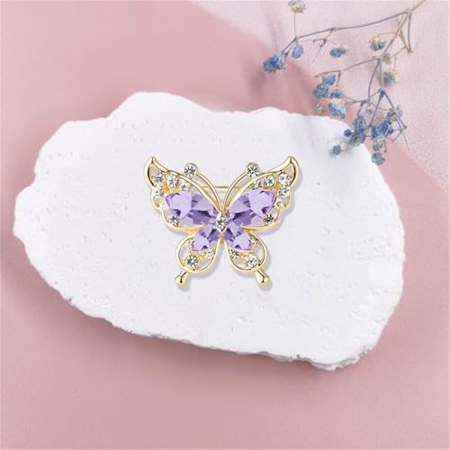 Image of coadipress Butterfly Brooch Pins Chic Romantic Elegant Rhinestone Crystal Insect Brooch Pin Women Corsage Scarf Shawl Clothing Accessories Wedding Party Banquet