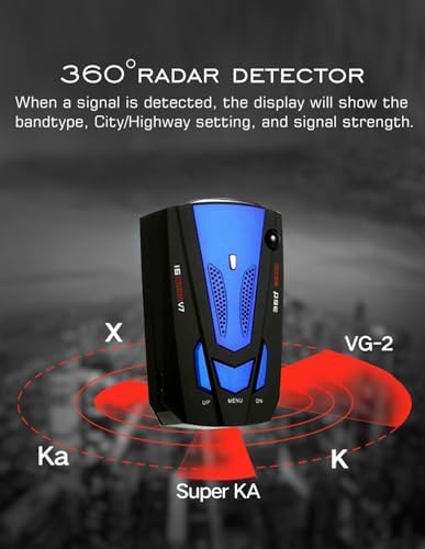 Radar Detector for Cars, 1000M Long Range 360 Degree Laser Speed Camera Detector, Supports CT K KA LA 16-Band, City/Highway Mode, LED Display & Voice Alert, Plug and Play — view 4