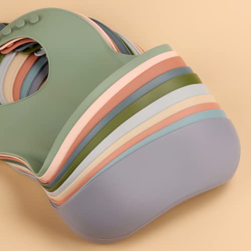 Mintlyfe Silicone Bibs For Babies, 2 Sets Baby Feeding Bibs Waterproof Soft Durable Adjustable Bibs, Bpa Free (Blush/Muted) #TOP5