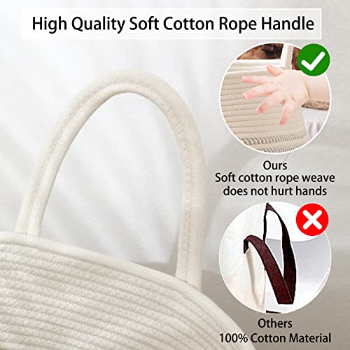 Oiahomy Laundry Hamper Woven Rope Large Clothes Hamper 25.6" Height Tall Laundry Basket With Extended Handles For Storage Clothes Toys In Bedroom, Bathroom, Foldable (White Black) #TOP4