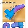 20CM realistischer Silikon dildo, Sexspielzeug für Erwachsene, farbenfroher, Flexibler G-Punkt Penis Analstimulator mit Saugnapf für freihändiges Spielen, gebogener Schaft mit 4.7CM Durchmesser #1