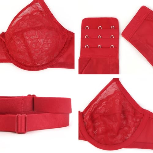 Image of HSIA Minimizer Bras for Women Enchante Full Coverage Underwire Bras Plus Size Lifting Floral Lace Bra for Heavy Breast