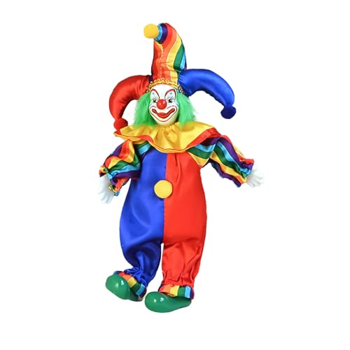 Maxyoung Cute Italian Eros Porcelain Triangel Doll, Movable Joints Porcelain Dolls, Vintage Clown Doll, Sitting & Standing, Home Display Decor, Halloween Decoration Gift (A09-A, 8 Inch)