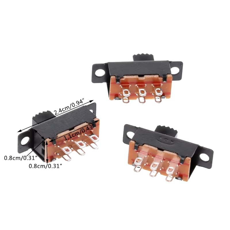 10x Mini Slide Switch 6-Pin 2-Position DPDT ON/ON Black Tiny PCB Solder Mounted