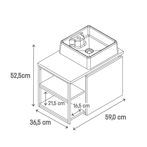 Conjunto Gabinete Armário Suspenso com Prateleira e Cuba Branca para Banheiros e Lavabos