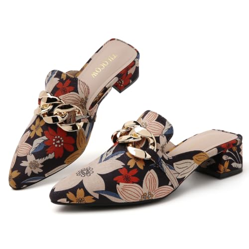 Printed Heeled Mules