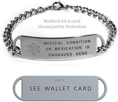 Right ARM NO PROCEDURES Medical ID Alert Bracelet with Embossed Emblem from Stainless Steel. D-Style, Premium Series.