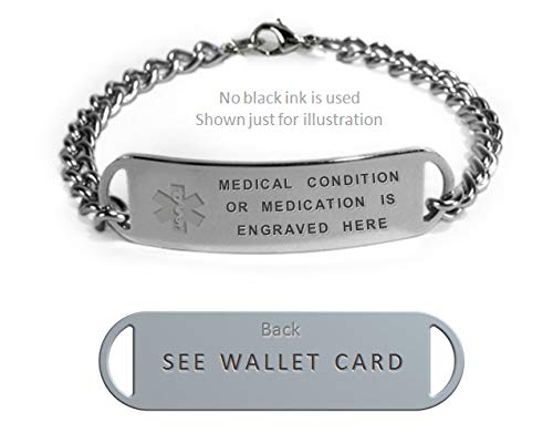 Taking FARXIGA Medical ID Alert Bracelet with Embossed Emblem from Stainless Steel. D-Style, Premium Series.