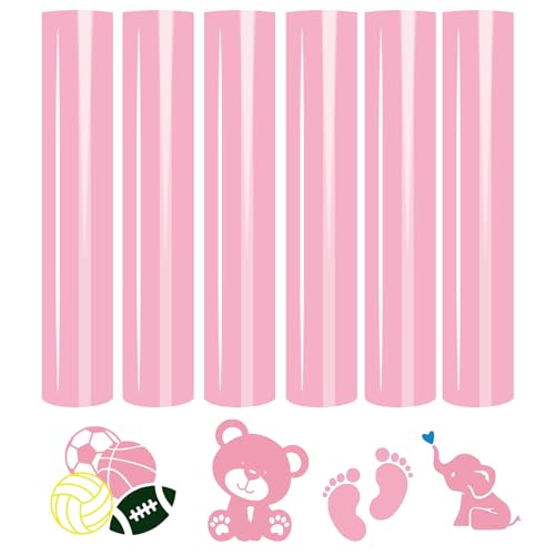 Tintnut Pink Heat Transfer Vinyl, 6 Sheets, 12 x 10, Iron On Vinyl for T-Shirts