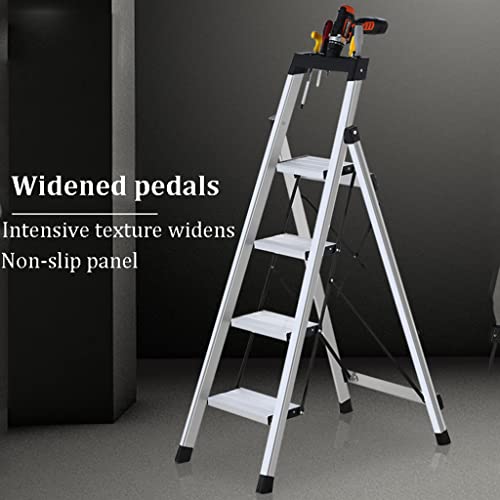 pedal largo Escada de 4 degraus Escada de alumínio com plataforma de ferramentas Escada dobrável Esc