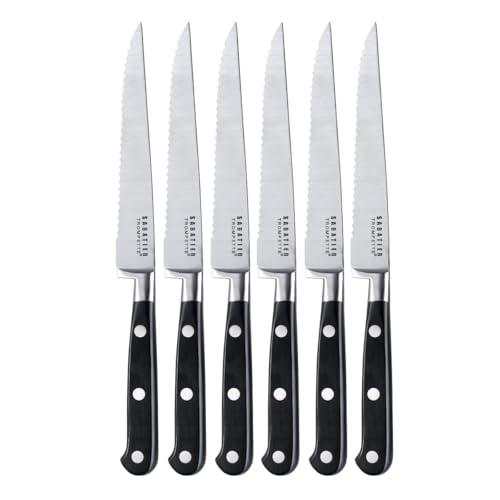 Richardson Sheffield SABATIER TROMPETTE Steakmesser-Set, 6 x Steak-Messer, silber, gehärteter, rostfreier Klingenstahl, spülmaschinenfest,...