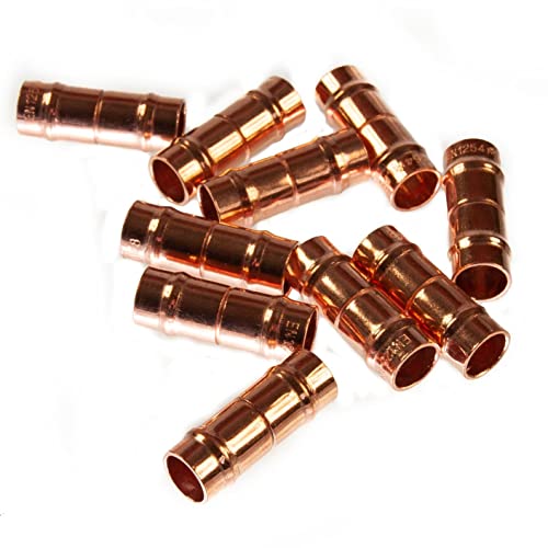 8mm Solder Ring Straight Coupling Copper Plumbing Fitting (Pack of 10)