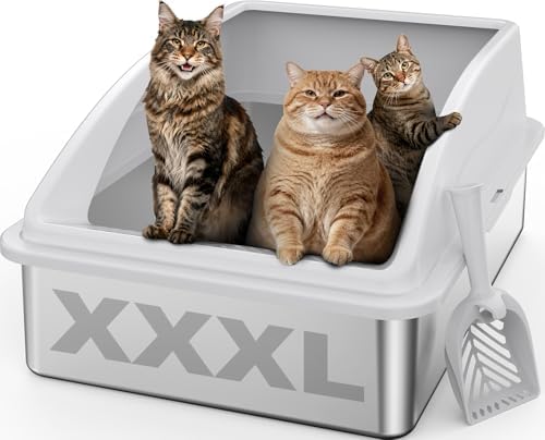AIPERRO Stainless Steel Litter Box Extra Large for Big Cats and M...