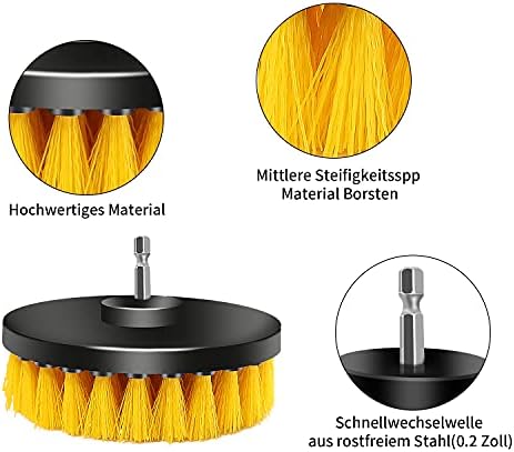 4 Pack Drill Brush Power Scrubber Cleaning Brush Attachment Set All Purpose Drill Scrub Brushes Kit, Great for Pool Tile, Bathroom Toilet, Ceramic Marble Car Automotive (yellow)