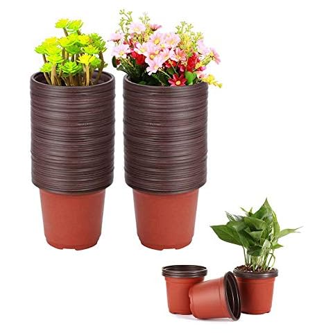 Baaxxango 100 Pcs 3.5 Inch Plastic Seedlings Plants,Nursery Pots,Seed Starting Pot for Succulents, Seedlings, Cuttings, Transplanting Cover