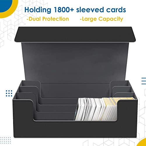 1800+ Card Deck Case For Trading Cards, Leather Magnetic Closure Commander Card Storage Box Magic Card Protectors Fit For Yugioh, Mtg And Sport Cards #TOP1