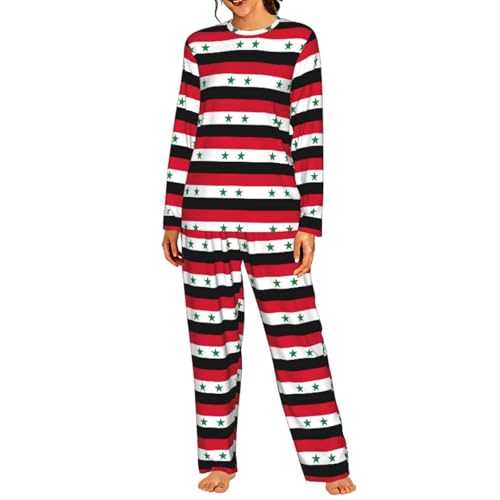 Pyjama Syrie femme vêtement de nuit élastique et ensemble homewear doux manches longues