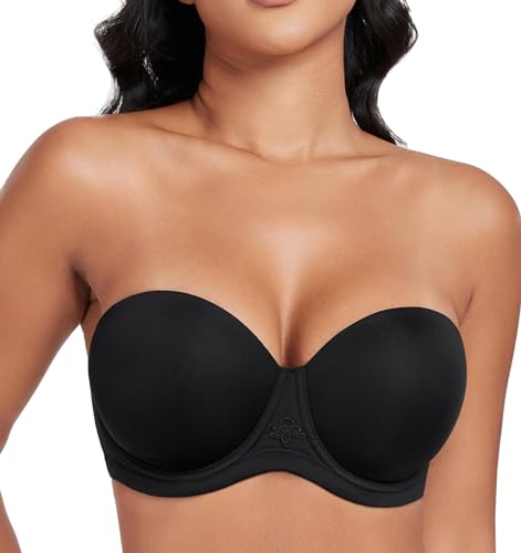DotVol Women's Multiway Strapless Bra, Full Figure, 36E, Black