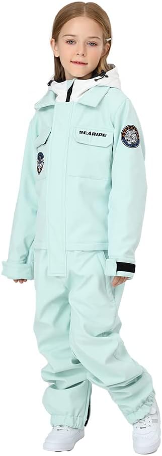 HOTIAN Kids One Piece Snowsuits Girls Ski Suits Overalls Waterproof Insulated Snow Wear Outfits Snowboarding Jackets