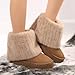 Hhhchpm Women's Solid Color Snow Boots, Fashion Slip On Plush Lined Winter Boots, Comfortable Mid Calf Boots.Ankle boots (Camel,9)