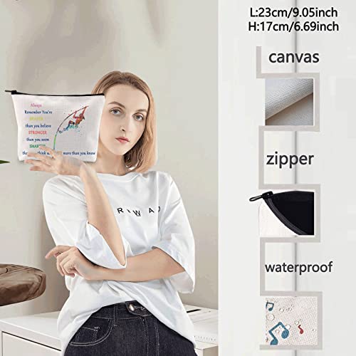 LEVLO Pole Vault Cosmetic Make Up Bag Pole Vaulter Gifts IdeaYou Are Braver Stronger Smarter Than You Think Pole Vault Makeup Zipper Pouch Bag (Always Pole Vault)