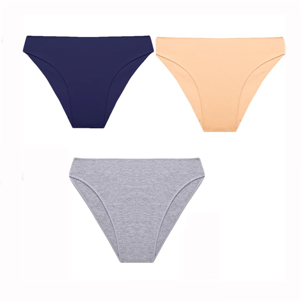 3PCS Set Panties Women Cotton Bikini Panties Woman Underwear Soft Breathable Underpants Solid Colors