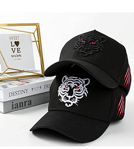 Quanhaigou Tiger Baseball Cap Dad Hat Adjustable Animal Embroidered Tennis Hats For Men Women (Black Tiger) #TOP2