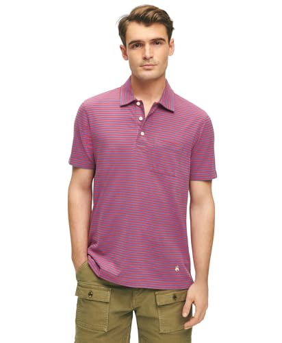 Polo Homme Brooks Brothers en Jersey de Coton Rayé à Manches Courtes