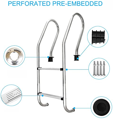 Escalera para piscina de acero inoxidable 2 peldaños antideslizante miniatura 3