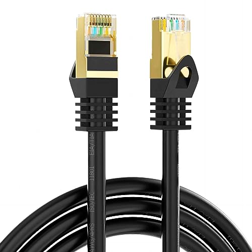 Qxcynsef Outdoor Cat 6 Ethernet Cable,Cat6 Internet LAN RJ45 Shielded-550-Mhz Waterproof Direct Burial Network Cable (Black, 20M)