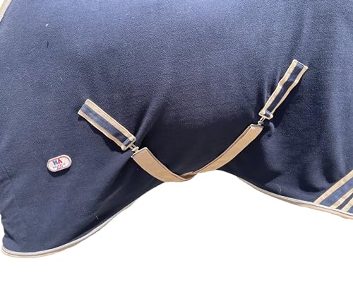 Image of Majestic Ally Anti Pill Fleece Horse Blanket /Sheet with Silver Braided Rope (Navy, 74)