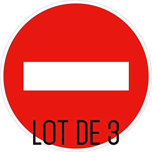 Cartel de sentido prohibido – Adhesivo de vinilo impermeable – Diámetro de 200 mm – Lote de 3