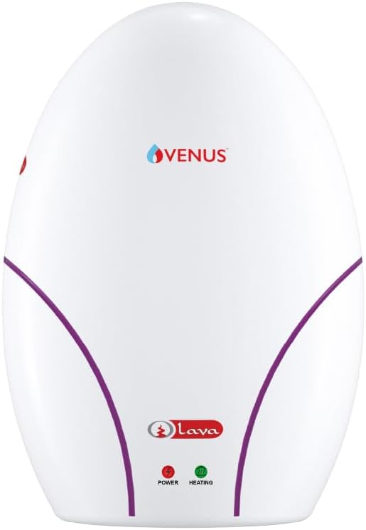 Venus Lava Instant 3L30 3-Litre Instant Water Heater For Bathroom | 100% Pure Copper Tank and copper Heating element | ISI Marked with 10 Years Guarantee on Inner Tank (White)