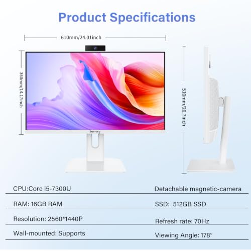 Image of suevery 27 inch All-in-One Desktop Computer,27 inch Core i5 AIO Gaming PC