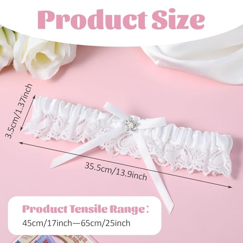Wedding Garters for Bride, Elegant Satin Bride Garters with Rhinestone Lace Bridal Accessories for Women and Girls3