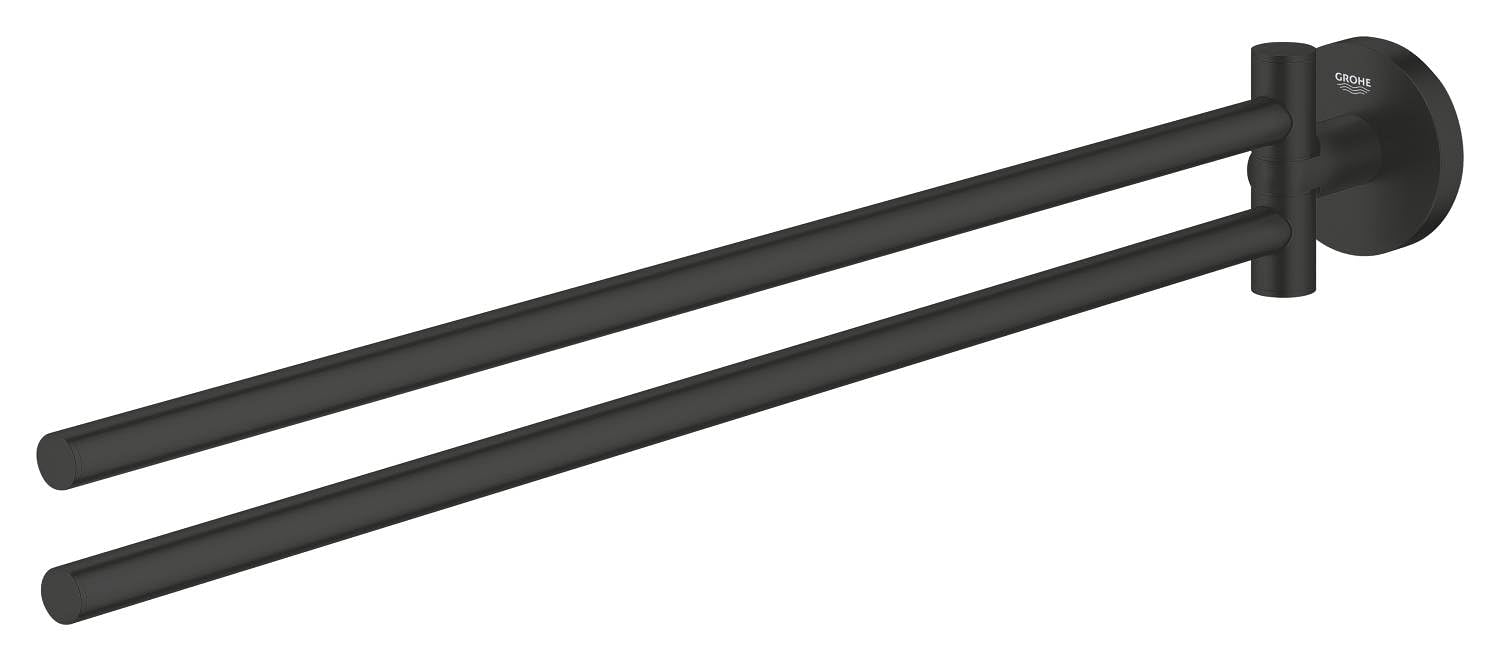 GROHE Start Porta Asciugamani Metallo, Fissaggio Nascosto, Viti e Tasselli Inclusi, Facile da Montare, Misura 439 mm, Nero Opaco, 411832430
