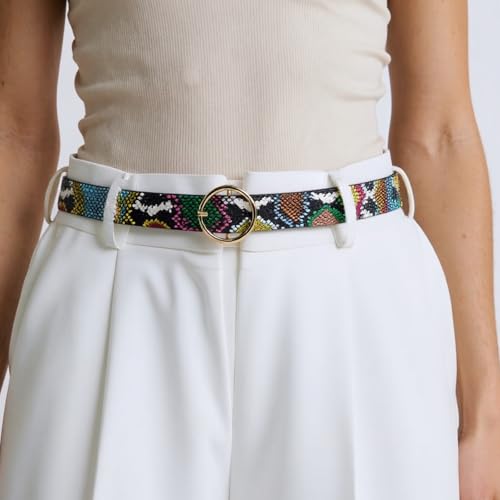 Adjustable Green Snake Pattern PU Waist Belt For Men And Women Stylish Waistband With Green Snake Print Belt4