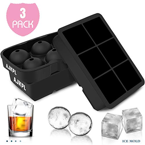 Sphere Ice Mold Big Ice Cube Trays 3 Pack, Novel Silicone Ice Ball