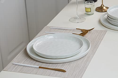 Famiware 6 Pieces Salad Plates, 8 Inch Plate Set, Scratch Resistant, Stoneware Dinnerware, Kitchen Modern Rustic Serving Dishes, White #TOP3