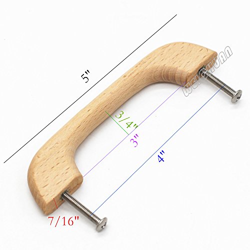 Weichuan 10Pcs Wood Unfinished Drawer Knobs Pulls Handles - Kitchen Cabinets Furniture Dresser Wardrobe Cupboard Drawer Knobs Pulls Handles(Total Length: 5" Hole-To-Hole Distance: 4") #TOP1